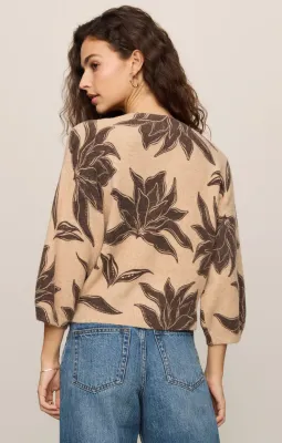 Z Supply Valor Sleeve Floral Cardigan Soft Ecru