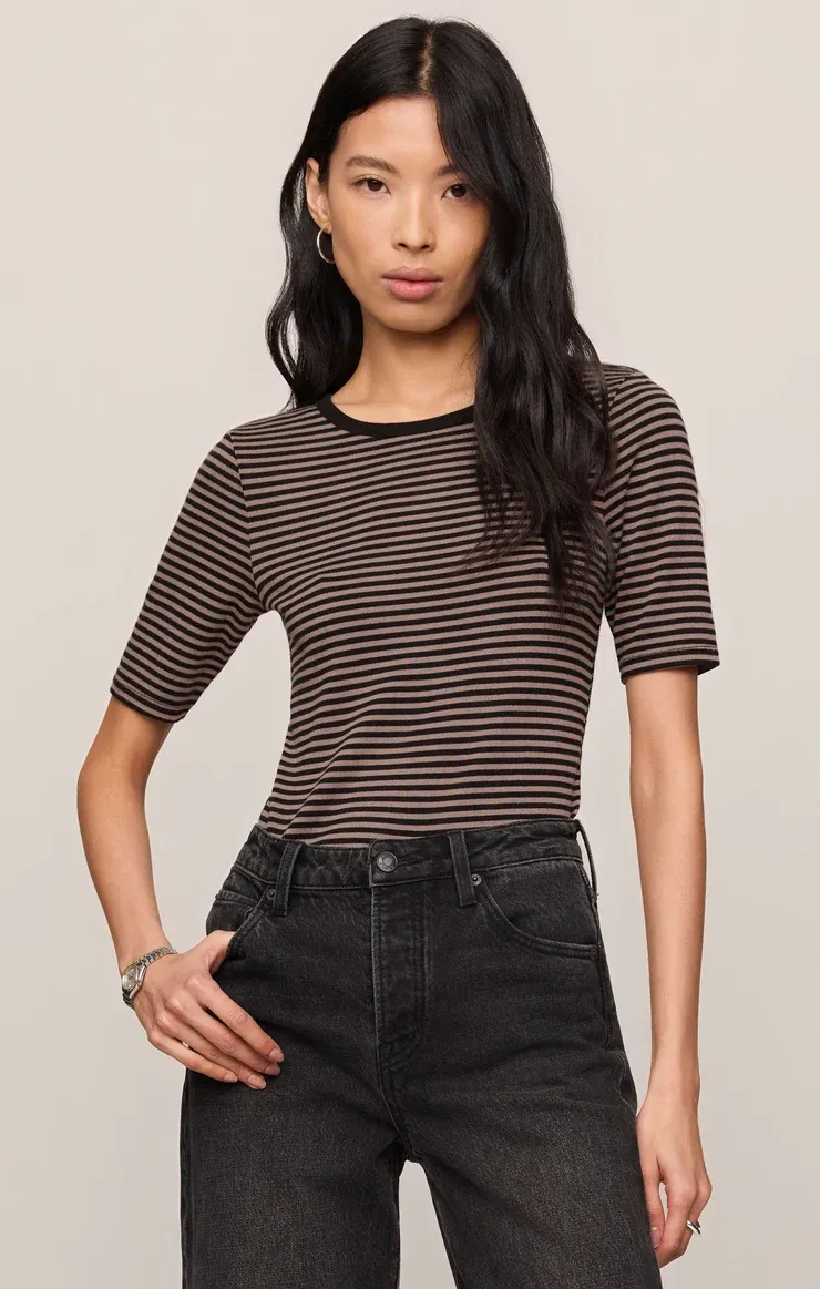 Z Supply Freida Striped Tee Wild Mushroom