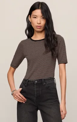 Z Supply Freida Striped Tee Wild Mushroom