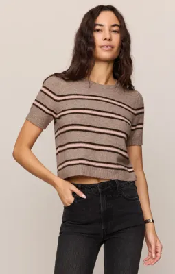 Z Supply Gatewood Stripe Sweater Heather Ash