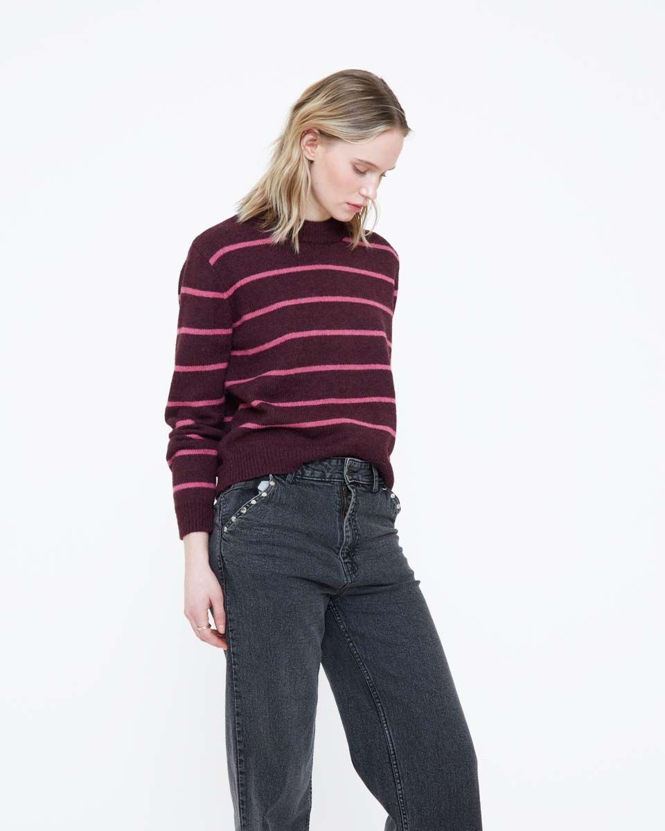 Wild Pony Aubergine & Pink Stripe Jumper Wild Pony Aubergine & Pink Stripe Jumper