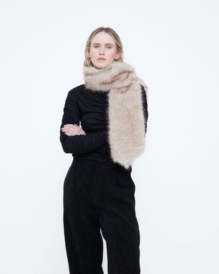 Wild Pony Beige Faux Fur Scarf