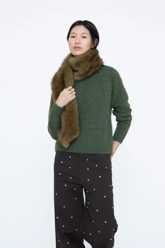 Wild Pony Green Faux Fur Scarf