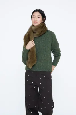 Wild Pony Green Faux Fur Scarf