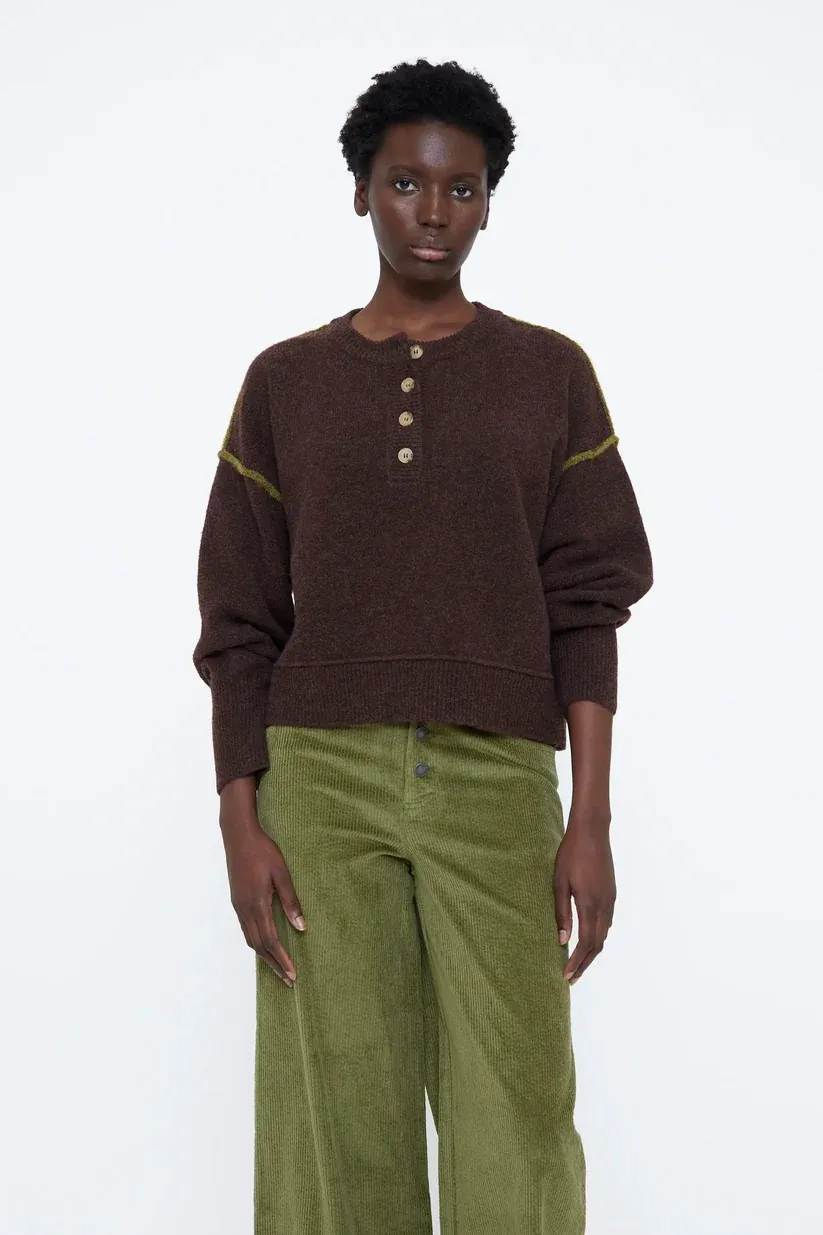 Wild Pony Brown &amp; Chartreuse Jumper