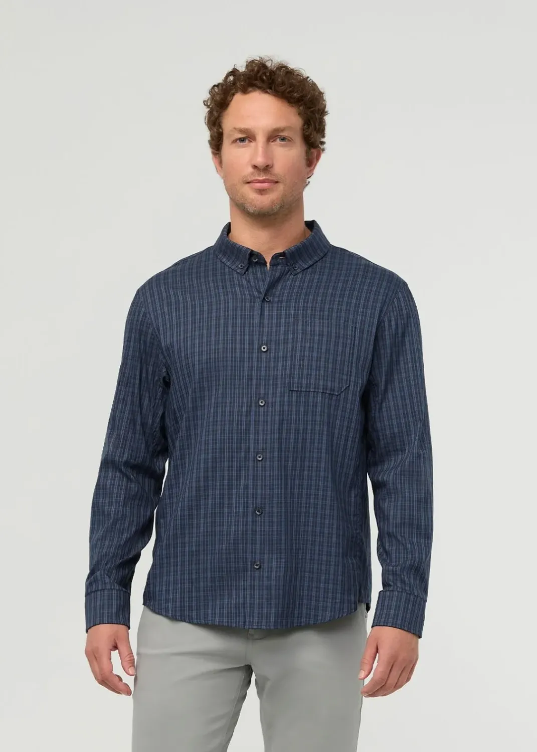 DUER Cloudweight Twill One Pocket Shirt Navy Check