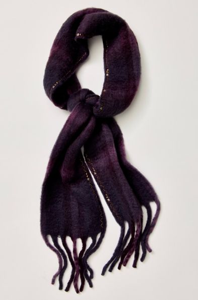 Free People Highland Plaid Skinny Scarf Berry Combo
