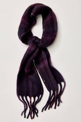 Free People Highland Plaid Skinny Scarf Berry Combo
