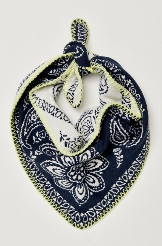 Free People Carmen Knitted Triangle Scarf Denim Jeans