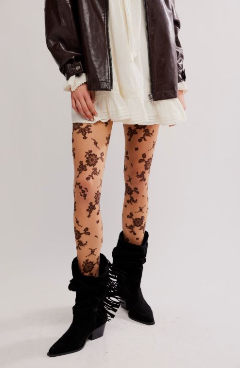 Free People Flocked Floral Tight Espresso