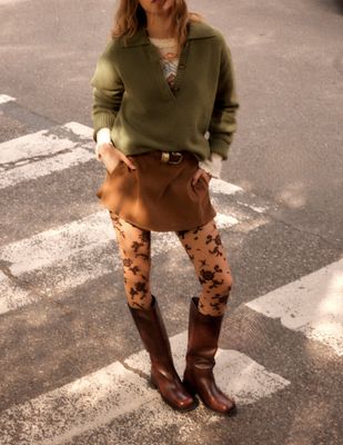 Free People Flocked Floral Tight Espresso