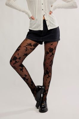 Free People Flocked Floral Tight Black