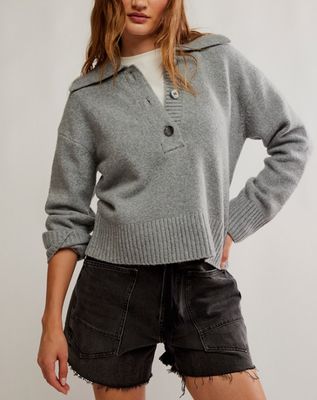 Free People Trading Up Polo Grey Heather