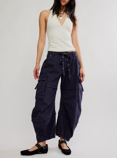 Free People Reef Curved Cargo Twill Black