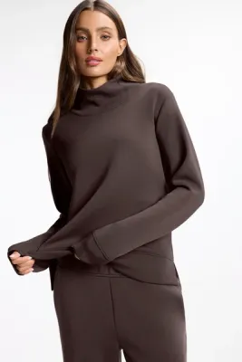 MPG Dreamweave Mock Neck Sweatshirt Java