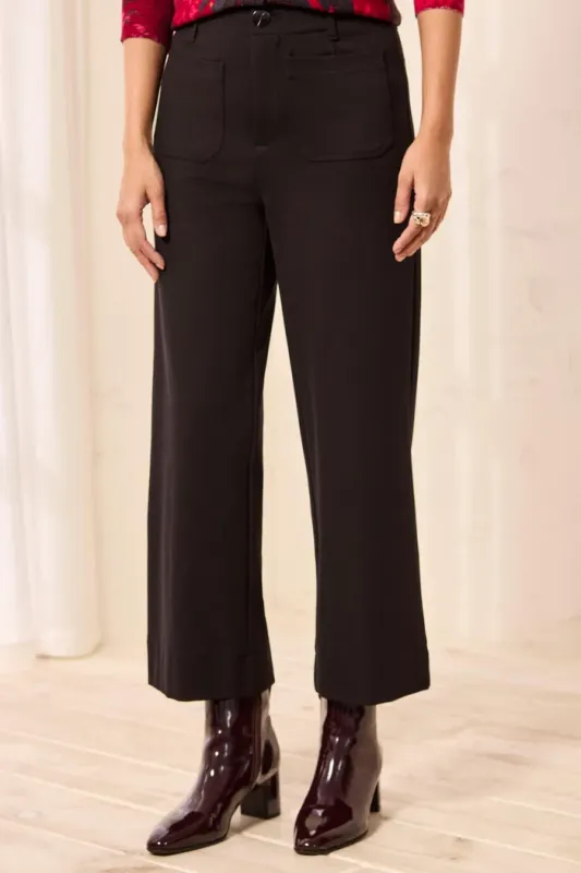 Tribal Black High Rise Fly Front Capri