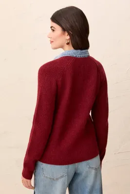 Tribal Cherry Lacquer Mixed Media Sweater Jacket