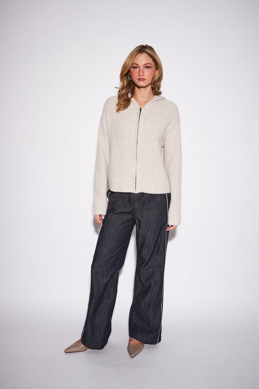 John + Jenn Gavin Oat Zip Knit Sweater