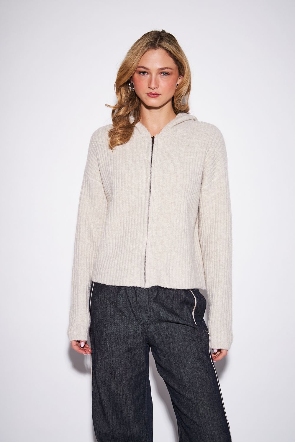John + Jenn Gavin Oat Zip Knit Sweater