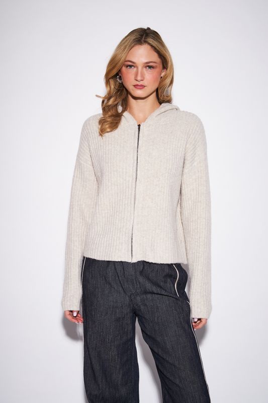 John + Jenn Gavin Oat Zip Knit Sweater