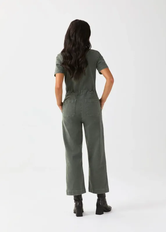 DUER Stretch Canvas Girlfriend Jumpsuit Thyme