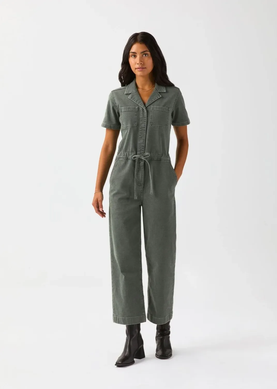 DUER Stretch Canvas Girlfriend Jumpsuit Thyme