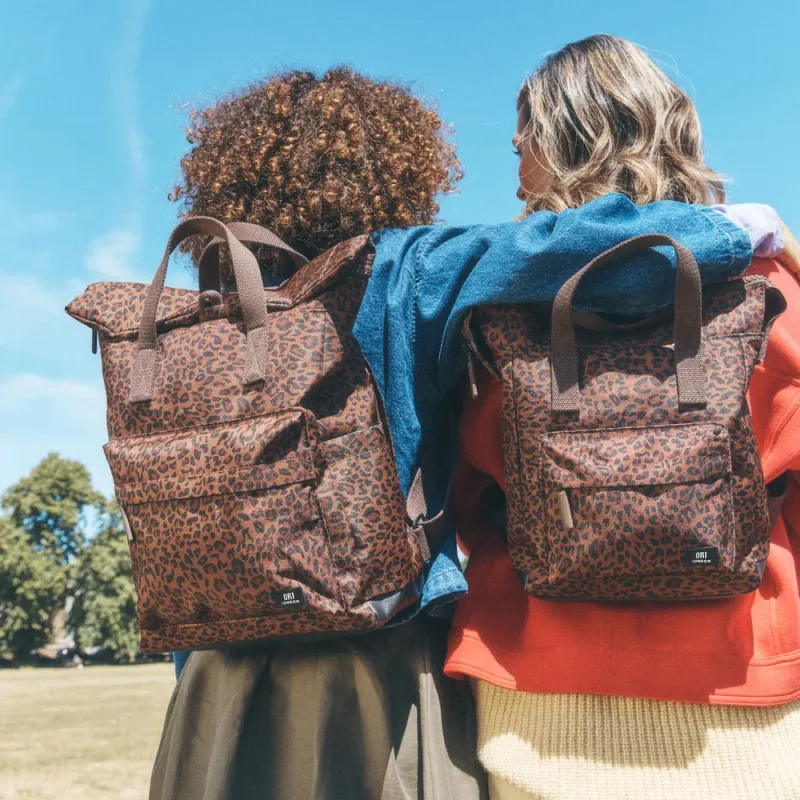 ORI London Canfield Roll Top Backpack Mini Leopard
