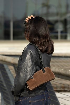 RISA Lilie Bowler Bag Chocolate Brown Suede