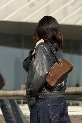 RISA Lilie Bowler Bag Chocolate Brown Suede