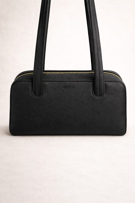 RISA Lilie Bowler Bag Black Leather