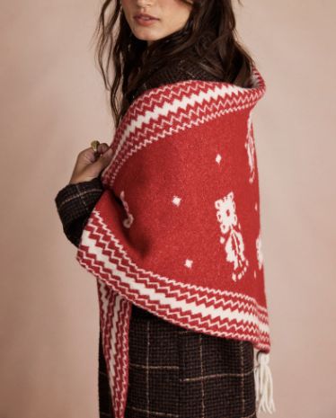 Free People Over The Coat Shawl Red