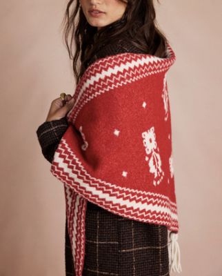 Free People Over The Coat Shawl Red