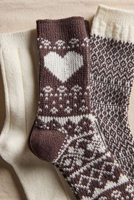 Free People Nordic Knit Sock Pack Brown