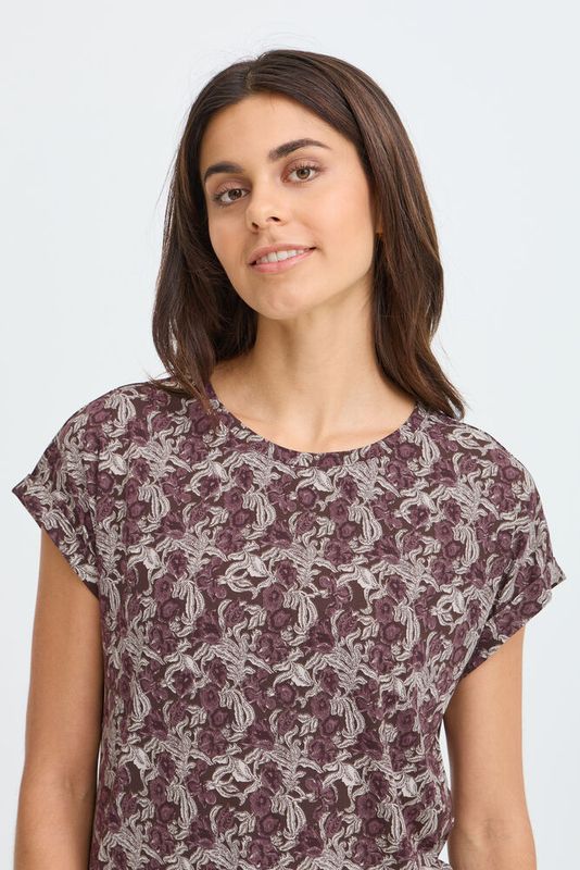 Fransa FRSeen Tee Entangles Small Brown Port Fransa FRSeen Tee Entangles Small Brown Port