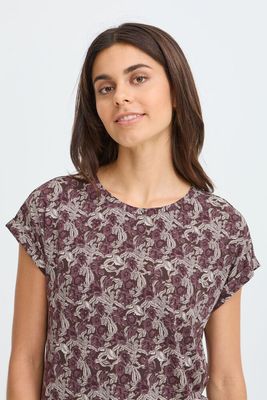 Fransa FRSeen Tee Entangles Small Brown Port Fransa FRSeen Tee Entangles Small Brown Port