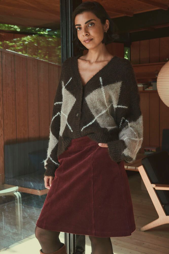 Fransa FRCharleen Cardigan Hot Fudge Check