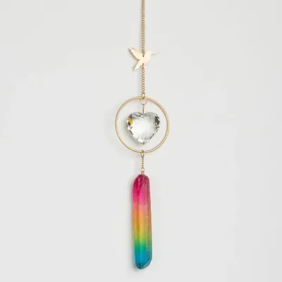 Scout Stone Suncatcher Hummingbird/Rainbow Stone
