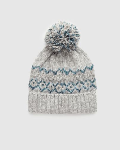 Ten Tree Banff Pom Beanie Light Grey Heather Geo Pom