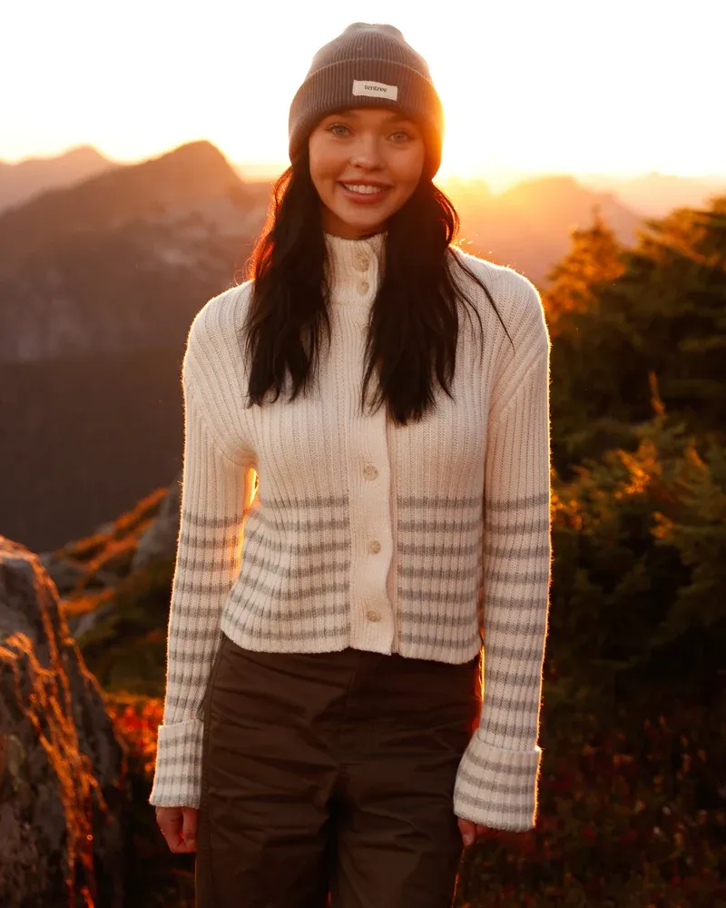 Ten Tree W Monarch Sweater Cardigan Stripe White
