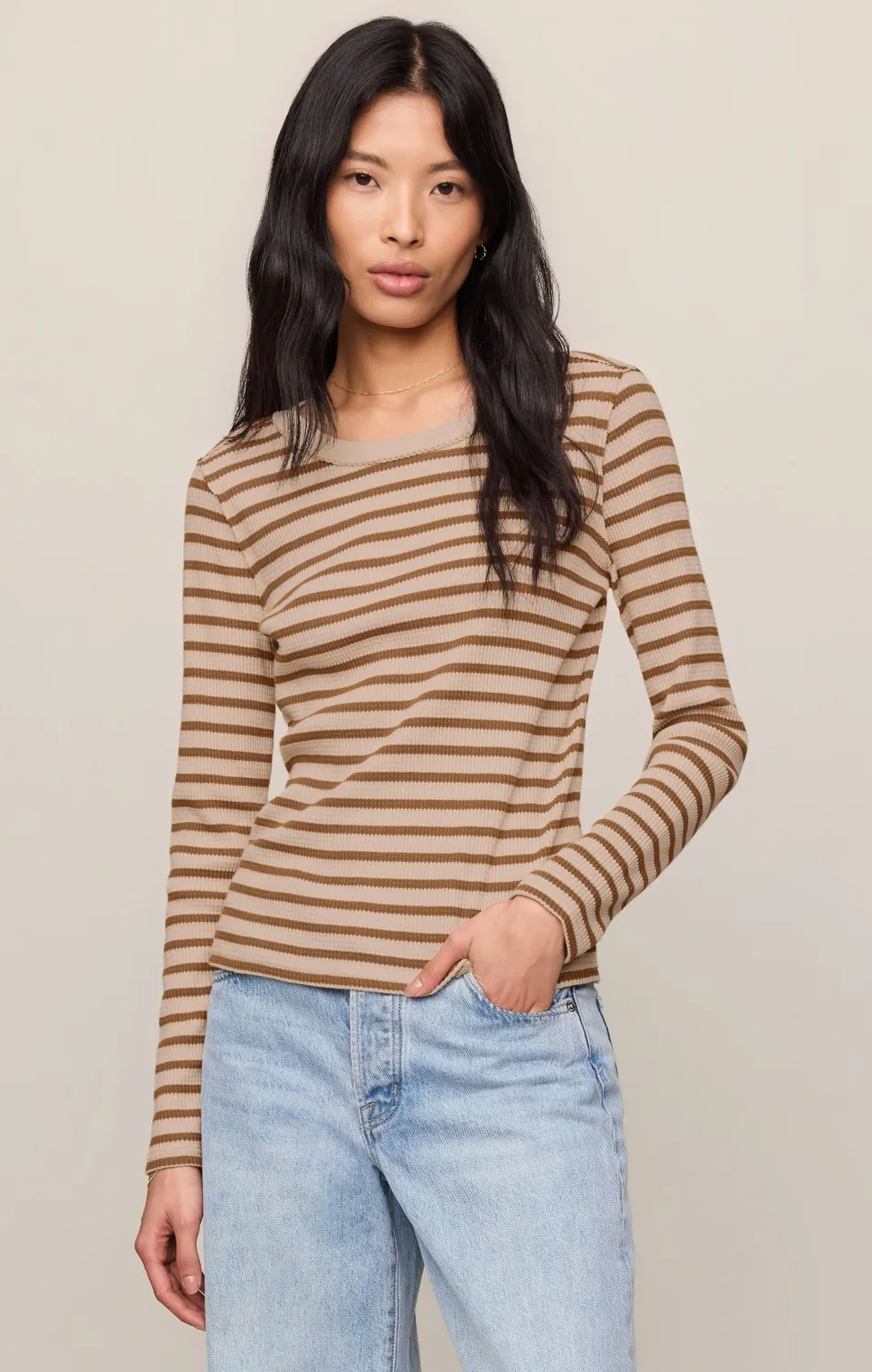 Z Supply Arlet Stripe Thermal Top Saddle