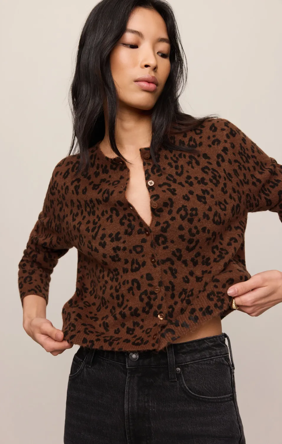 Z Supply Medina Leopard Cardigan Burnt Umber