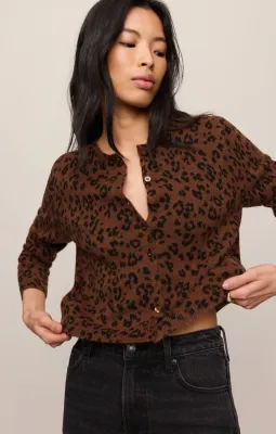 Z Supply Medina Leopard Cardigan Burnt Umber