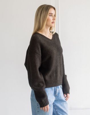 Brunette the Label Knit V Neck Sweater Espresso