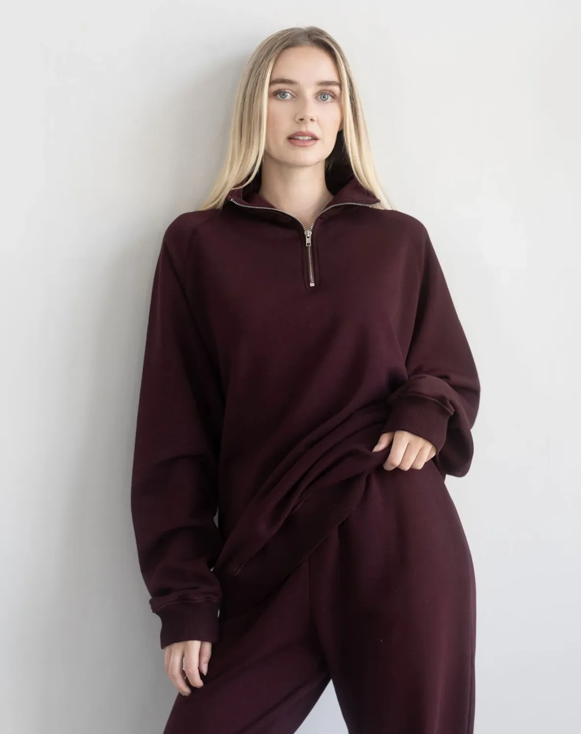 Brunette the Label 1/2 Zip NYBF Sweater Plum