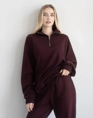 Brunette the Label 1/2 Zip NYBF Sweater Plum