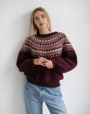 Brunette the Label New Fair Isle Plum with Cream