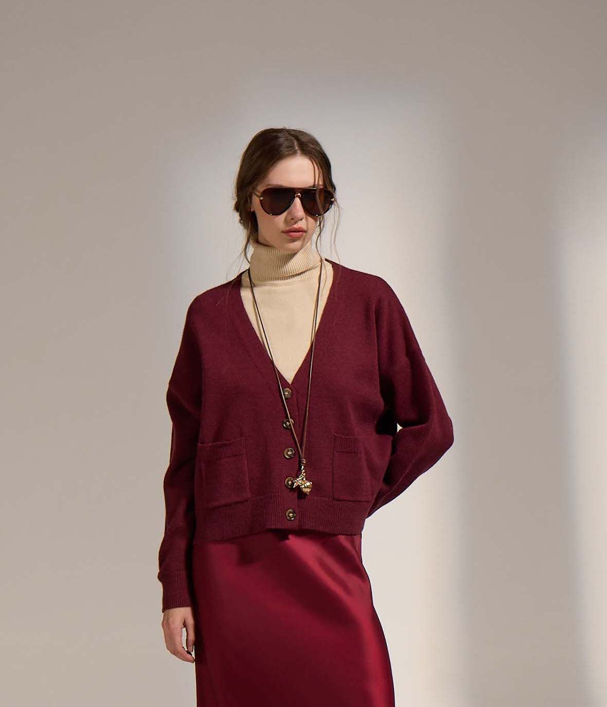 Deluc Wine Caravan V Neck Cardigan Deluc Wine Caravan V Neck Cardigan