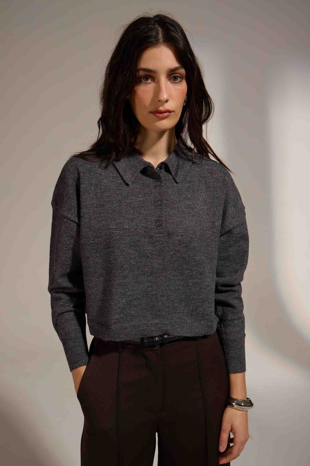 Deluc Dark Grey Rila Polo Sweater Deluc Dark Grey Rila Polo Sweater