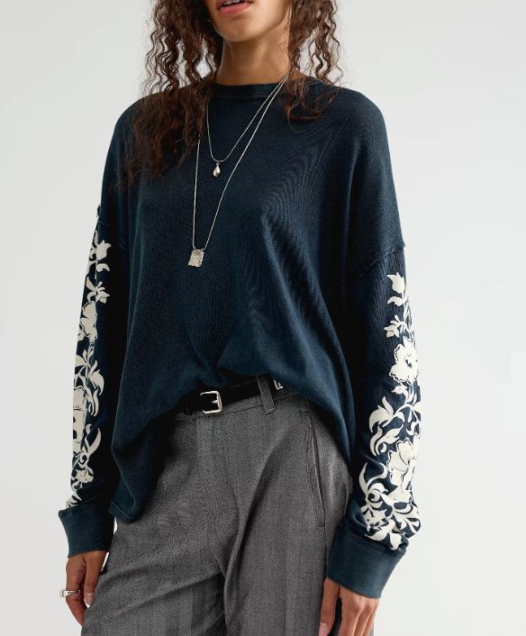 Free People Flora Long Sleeve Black Combo