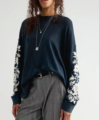 Free People Flora Long Sleeve Black Combo